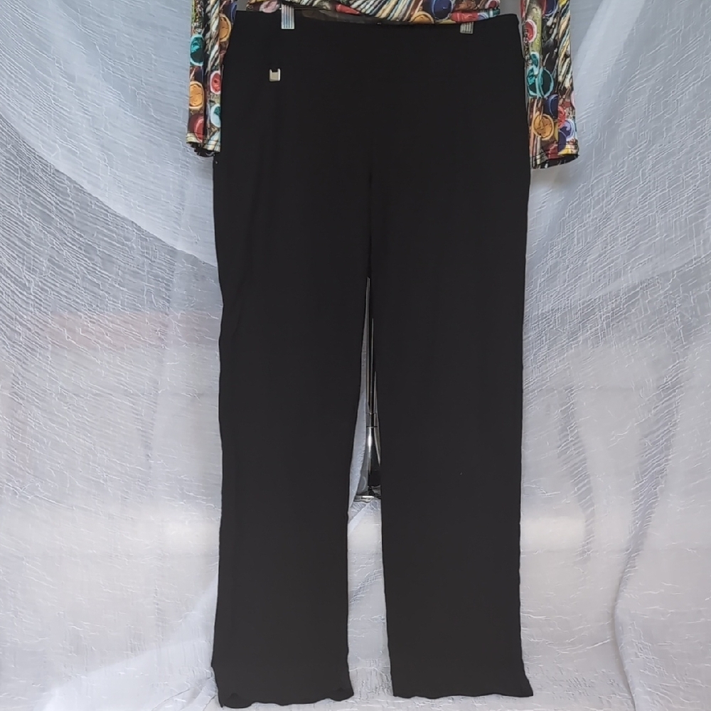 Peck & Peck Graphic Blue and Orange 3/4 Sleeve Blouse And Black crops - Picture 5 of 7